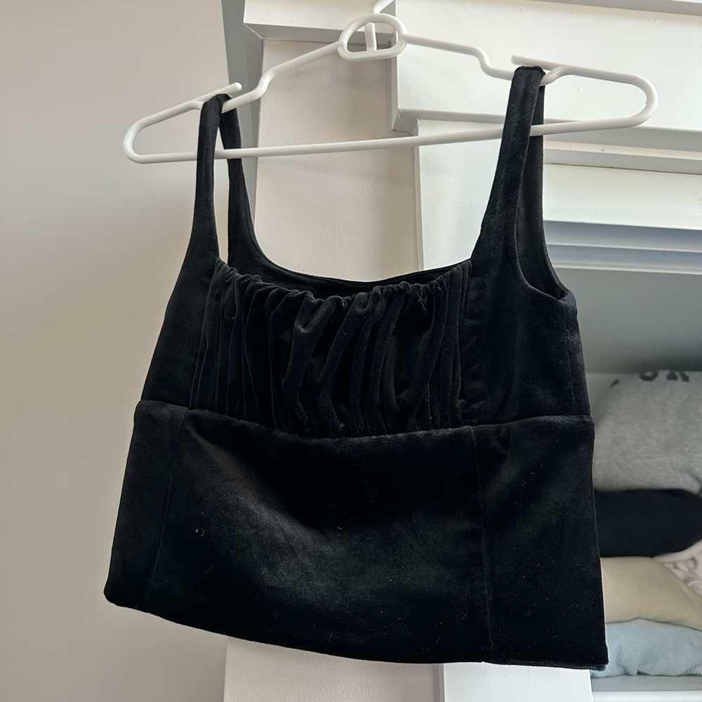 VRG GRL Black Crop Tank Velvet